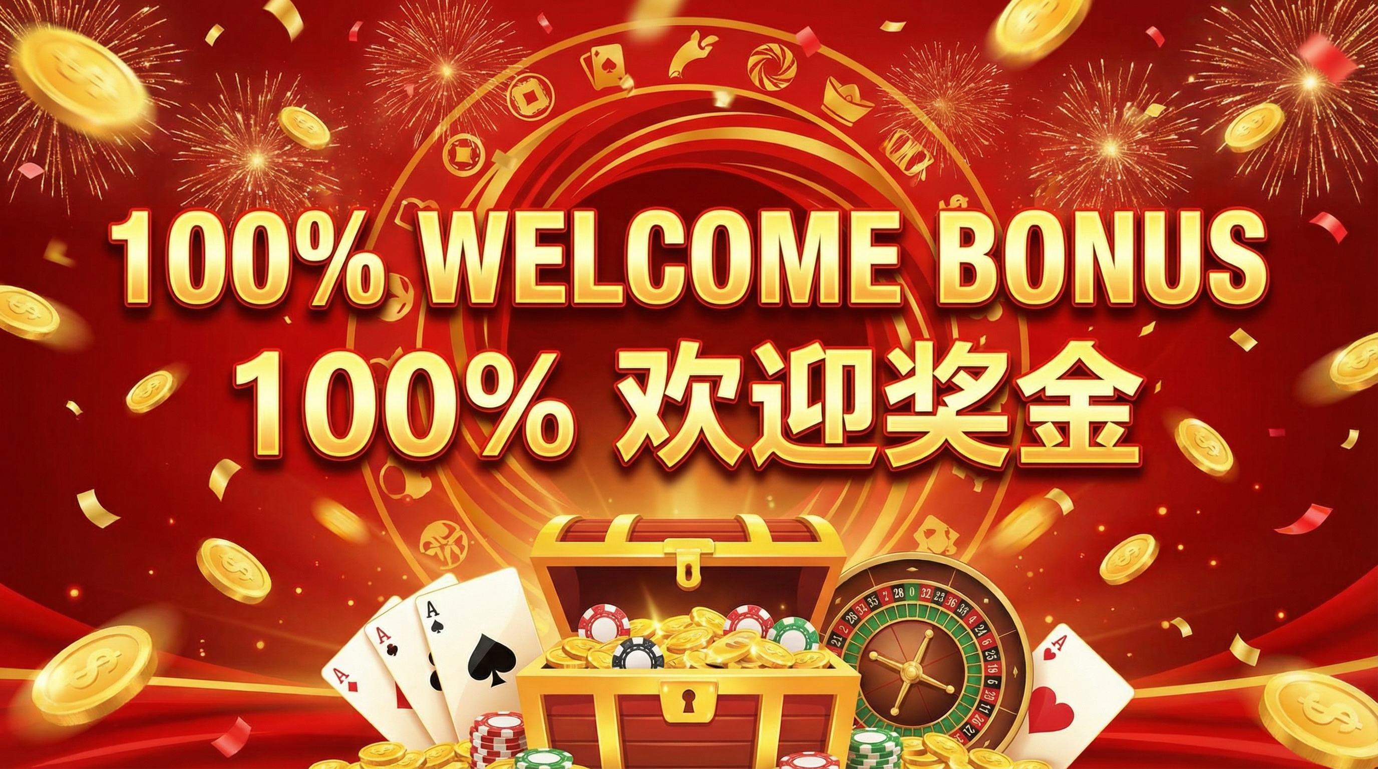亚洲娱乐首存100%欢迎奖金促销活动横幅